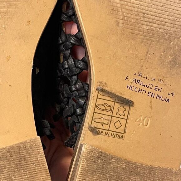 Free People Mirage Woven Black Flat Mules Size 40 - Picture 8 of 9